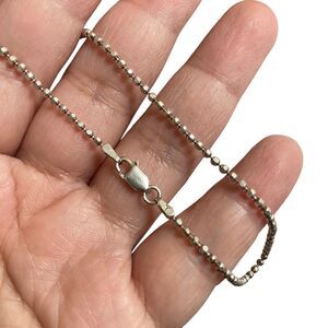 Vntg 1mm Italy 925 Sterling Silver Thin Ball Bead Anklet Bracelet 9" Signed KC